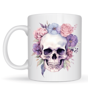 Mug tête de mort florale