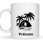 Mug tente plage + prénom