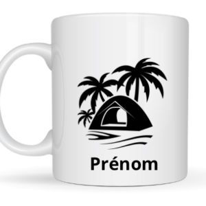 Mug tente plage + prénom