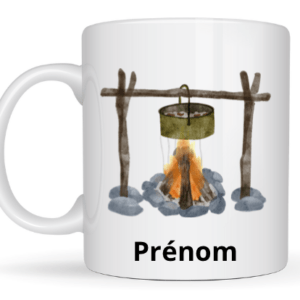 Mug feux de camp + prénom