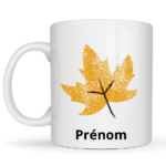 Mug feuille + prénom