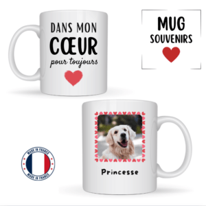 Mug souvenir avec la photo de votre animal de compagnie et le prénom 