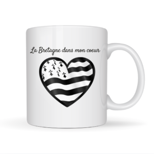 Mug avec coeur drapeau + La Bretagne dans mon coeur
